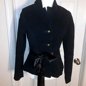 Ruff Hewn Black Leather Jacket w/ Satin Be…